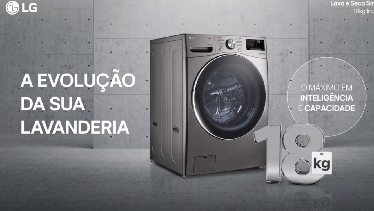 LG lança lava e seca de até 18 kg com IA que detecta sujeira, elimina 99,9% das bactérias e lava edredons em 39 minutos.