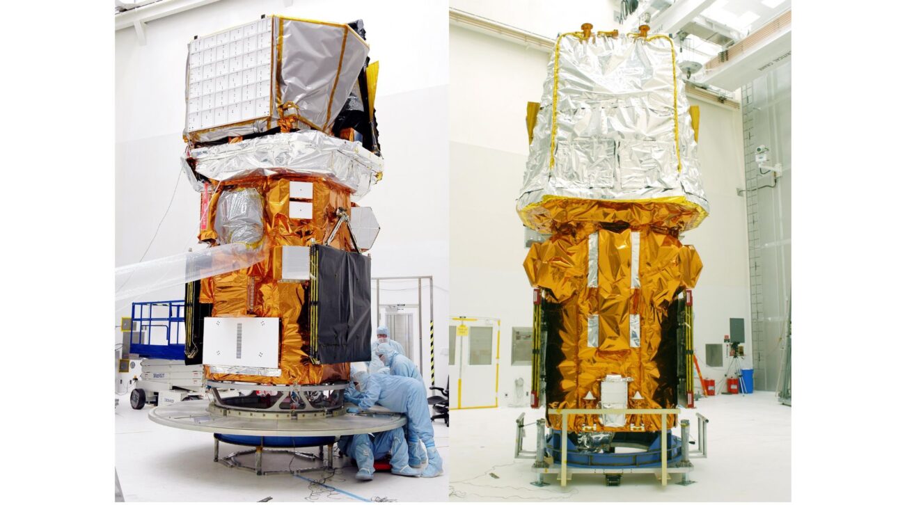 Telescópio Swift da NASA aparece em preparação antes do lançamento para estudar explosões de raios gama e eventos cósmicos extremos. (Imagem: NASA/Wikimedia Commons)