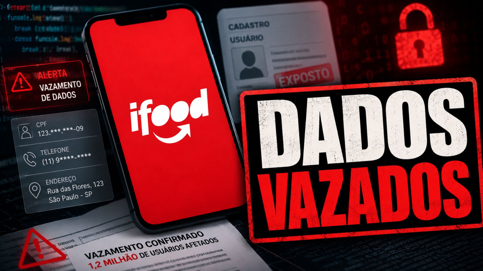 iFood confirma vazamento de dados de 1,2 milhão de usuários, com CPF, telefone e endereço expostos; entenda os riscos.