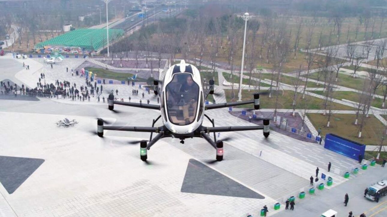 China testa em Hefei mobilidade aérea urbana com eVTOLs, drones e mercado de baixa altitude projetado para crescer até 2035 no país.