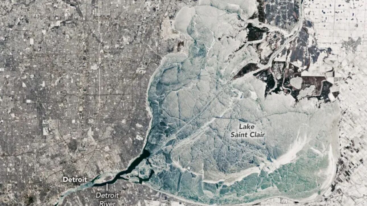 NASA registra lagoa rosa em formato de coração na Argentina, formada por salinidade extrema e vista da Estação Espacial Internacional. (Imagem: Nasa)