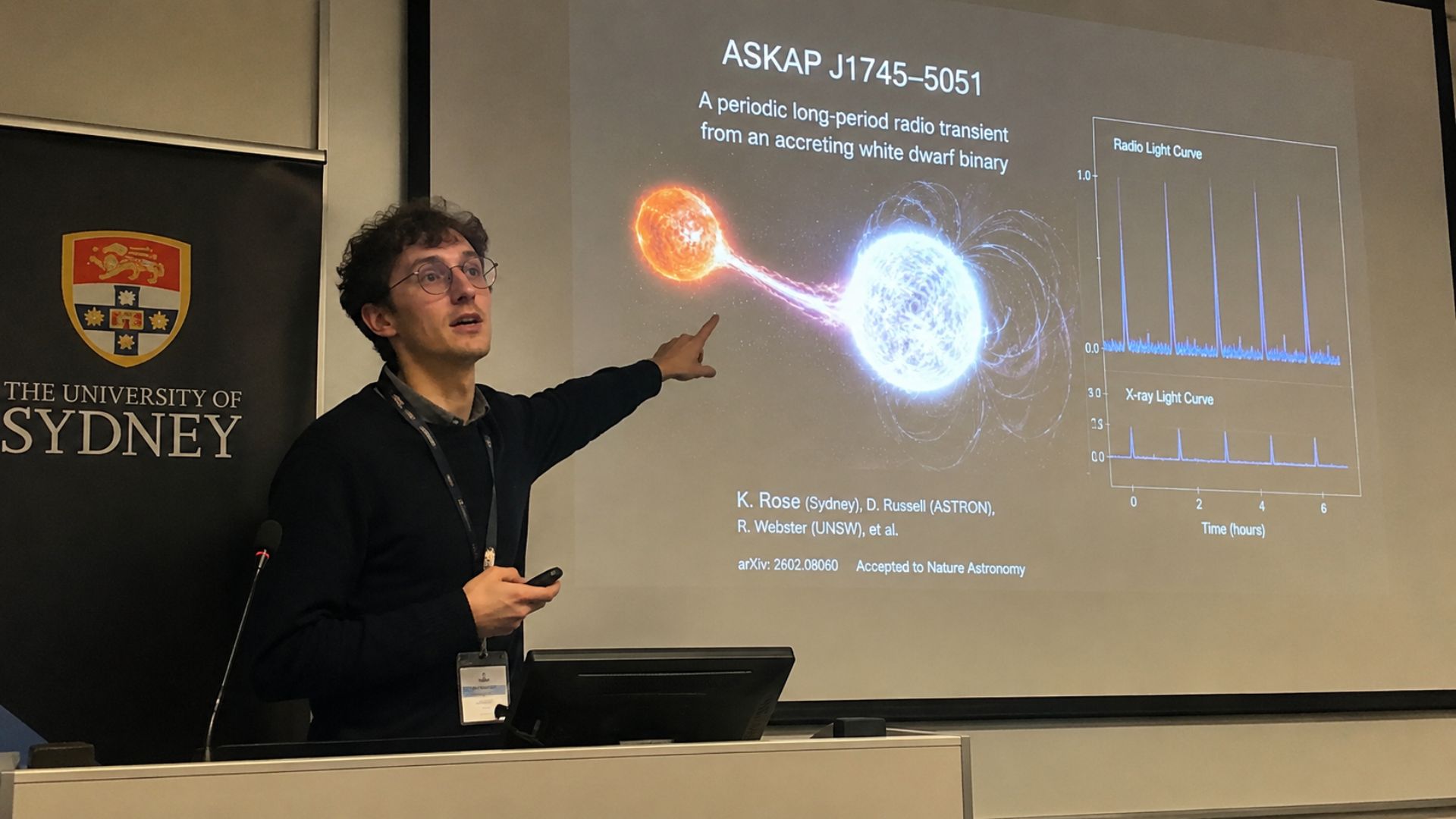 Sistema ASKAP J1745−5051 liga anã branca a sinais de rádio de 84 minutos e amplia estudo sobre transientes na Via Láctea.