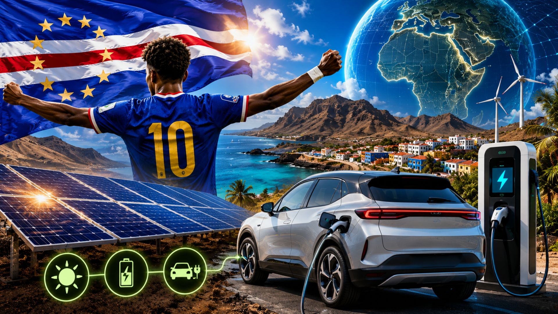 Cabo Verde aposta em carros elétricos, usina solar de 5 MW e postos de recarga após ganhar destaque na Copa de 2026.