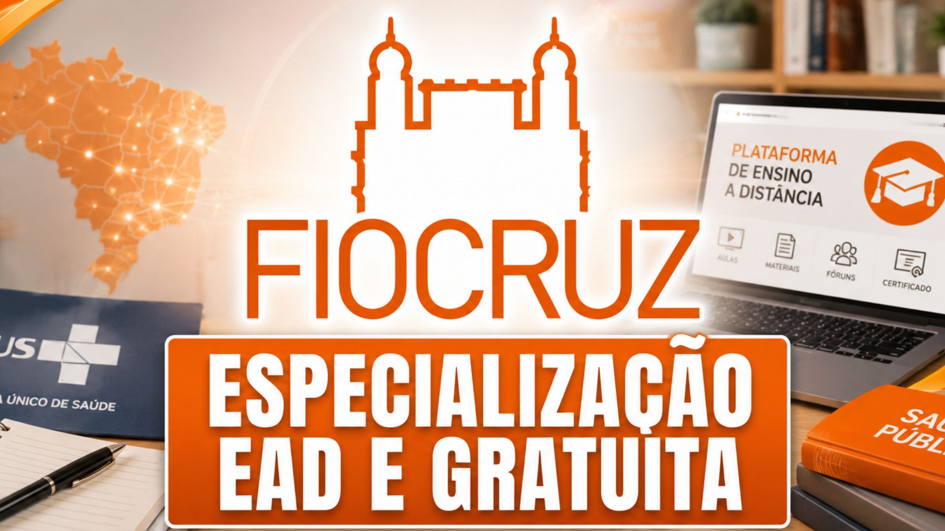 Fiocruz oferece 400 vagas gratuitas em especializações EAD para profissionais da saúde, com polos presenciais em vários estados.