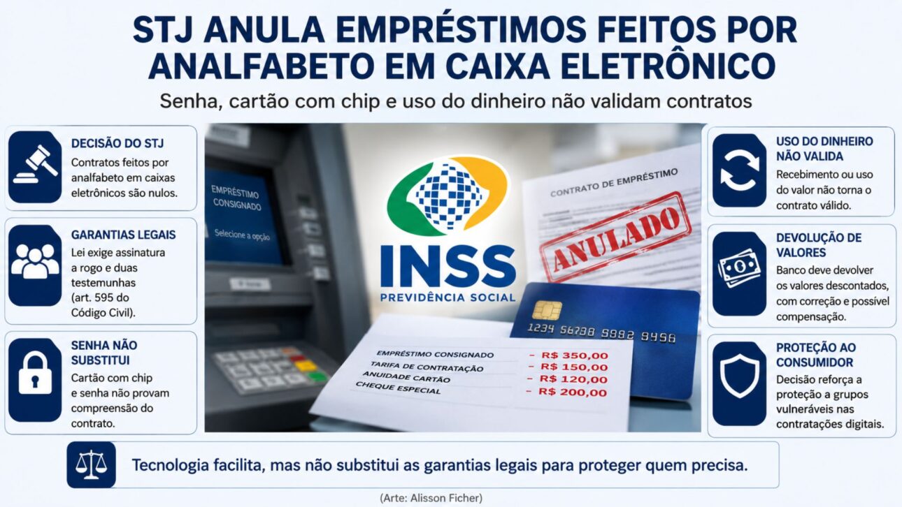 STJ annuls loans made by illiterate person at ATM and decides that password, chip, and use of money do not validate contracts.