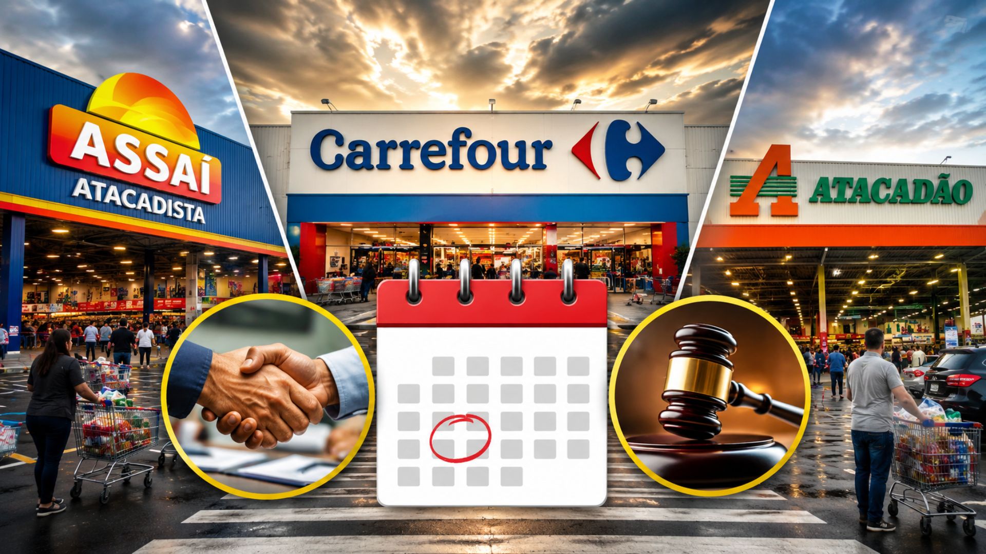 Supermercados como Carrefour, Assaí e Atacadão terão nova regra para trabalho em feriados com exigência de acordo sindical.