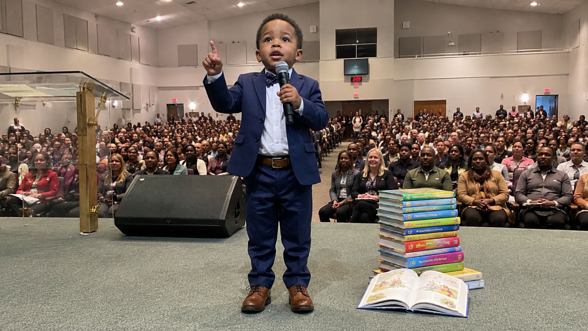 Caleb Stewart, menino de 3 anos reconhecido pelo Guinness, virou o palestrante motivacional masculino mais jovem do mundo nos EUA.