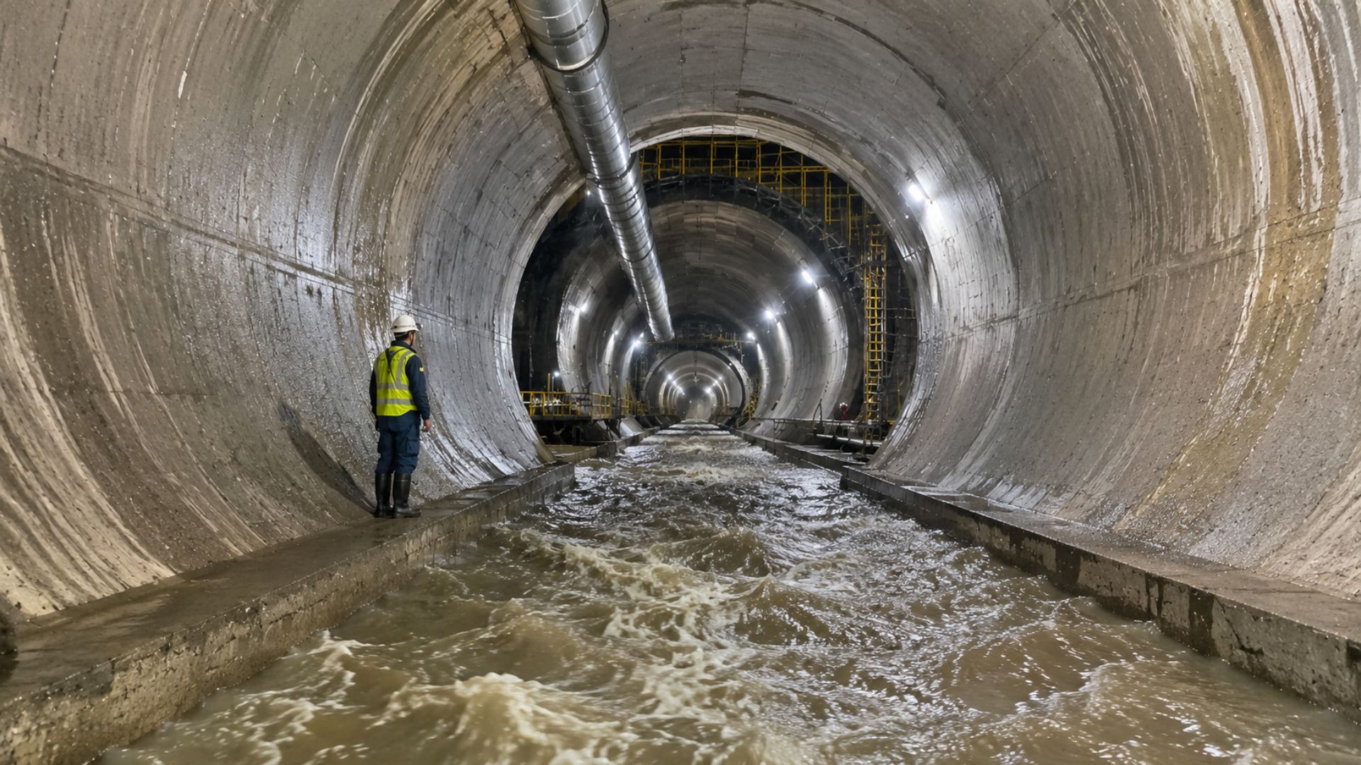 Túneis do DigIndy armazenam esgoto e chuva em Indianápolis, reduzem transbordamentos e levam o fluxo ao tratamento ambiental.