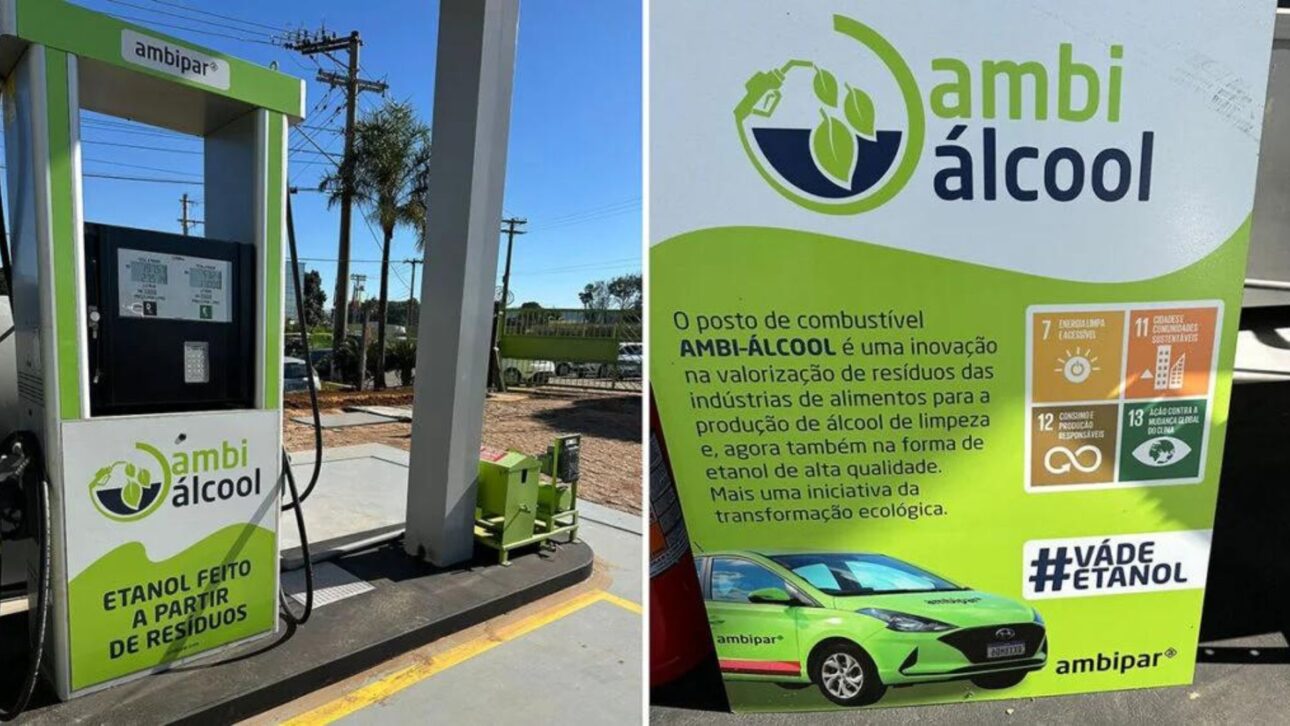 Ambiálcool em Nova Odessa mostra etanol de resíduos alimentares usado na frota da Ambipar em projeto de economia circular. (Imagem: Ambipar/Divulgação)