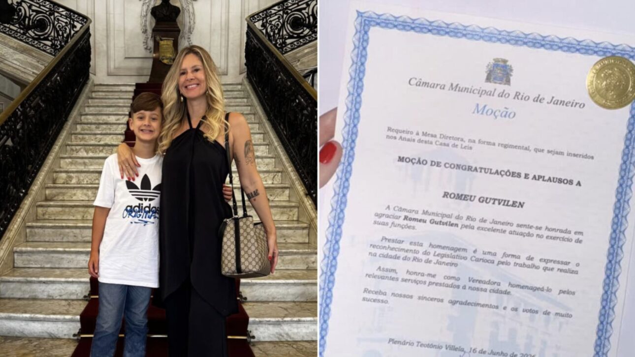 Romeu Gutvilen, filho de ex-bailarina do Faustão, é homenageado após aprovação precoce na Uerj aos 11 anos.