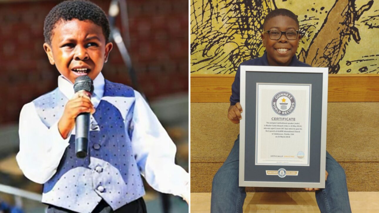 Caleb Stewart, menino de 3 anos reconhecido pelo Guinness, virou o palestrante motivacional masculino mais jovem do mundo nos EUA.