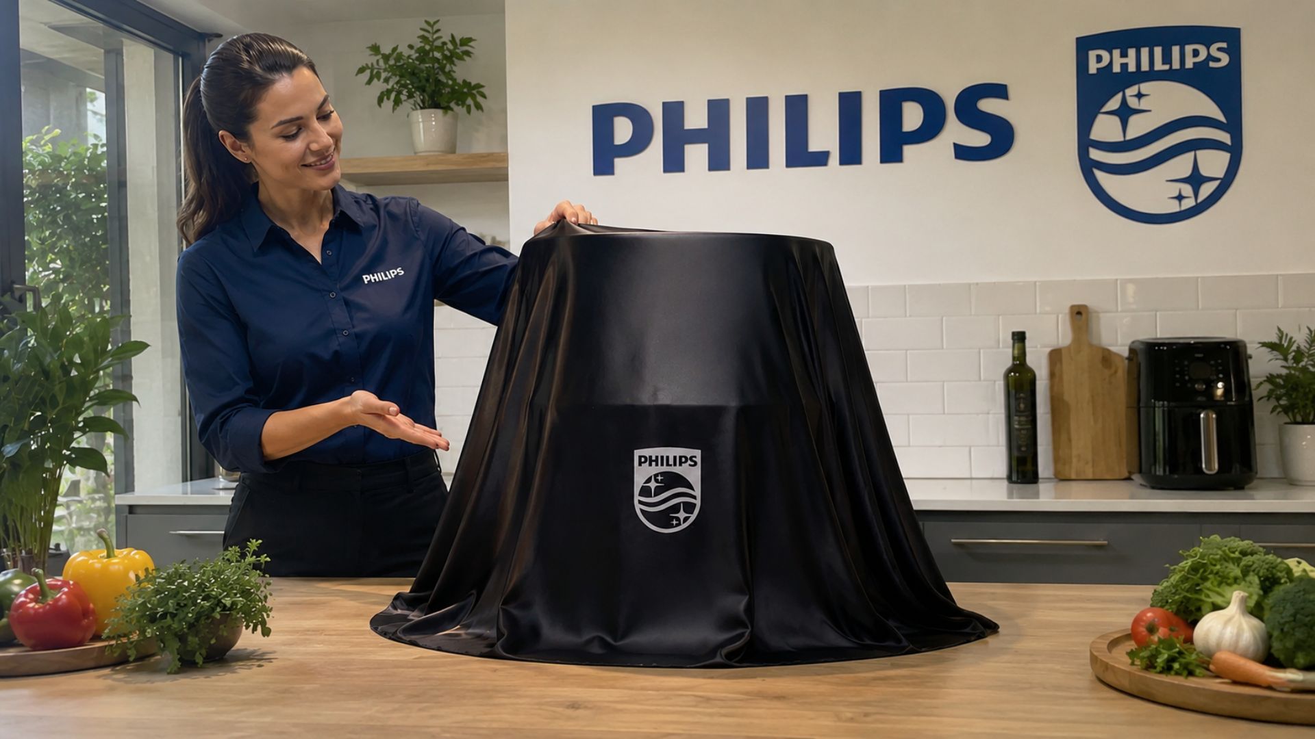 Nova Air Fryer Philips Série 4000 tem 24 cm de largura, cesto duplo vertical e sincronização para dois pratos.
