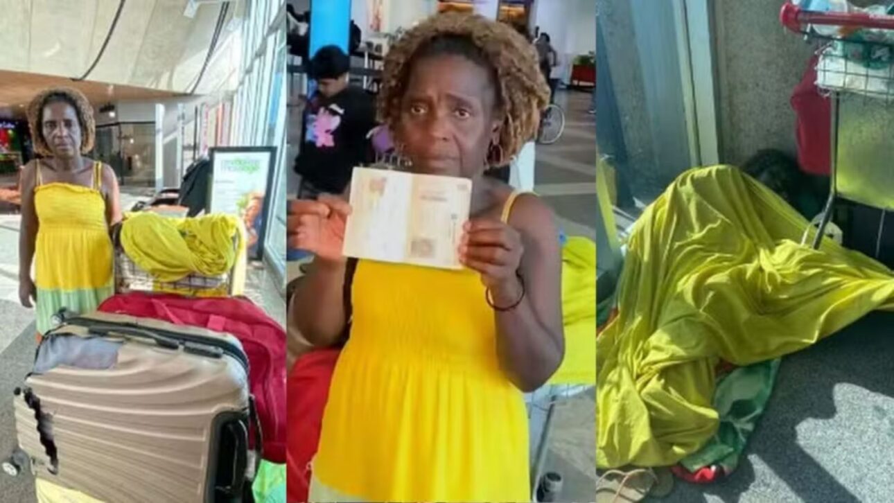 Fatmata Sessay vive há seis meses no aeroporto de Belém após perder passaporte e tenta viajar ao Panamá para rever o filho.