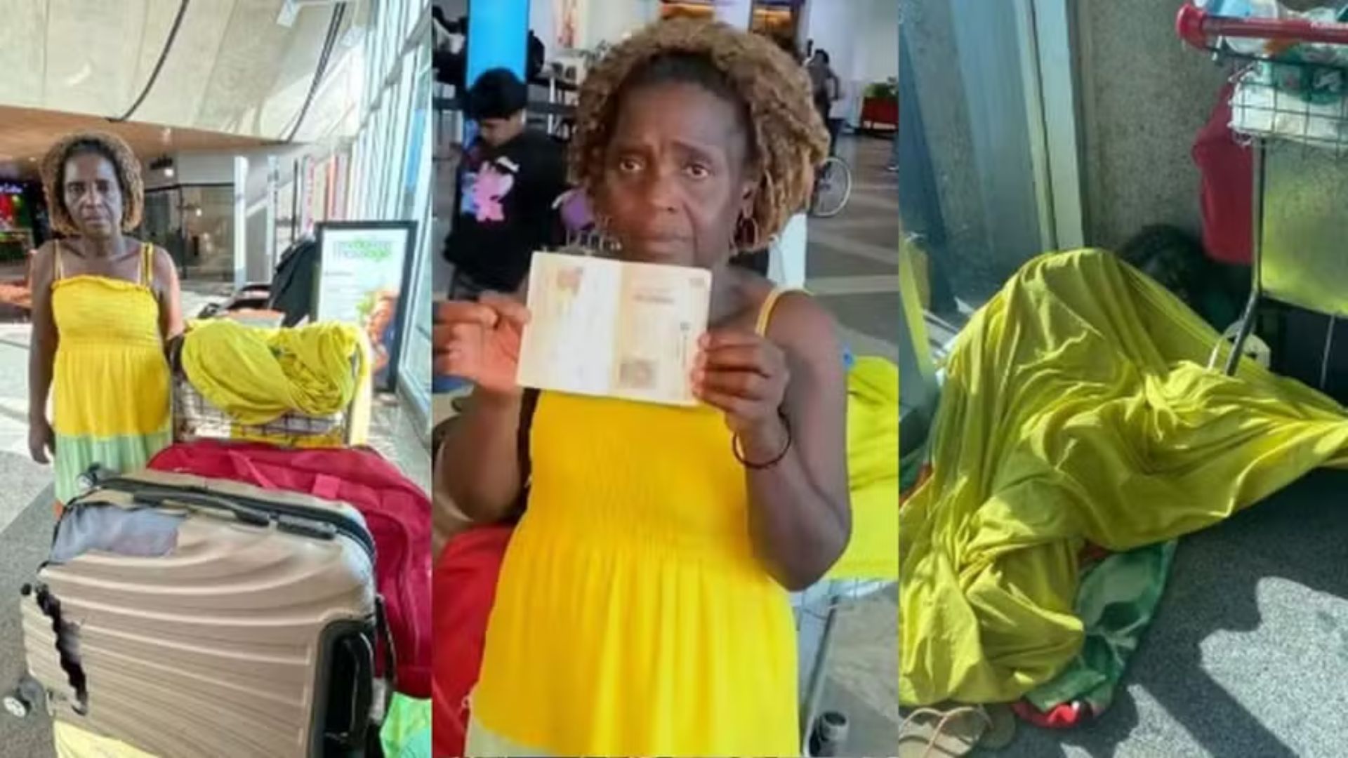 Fatmata Sessay vive há seis meses no aeroporto de Belém após perder passaporte e tenta viajar ao Panamá para rever o filho.