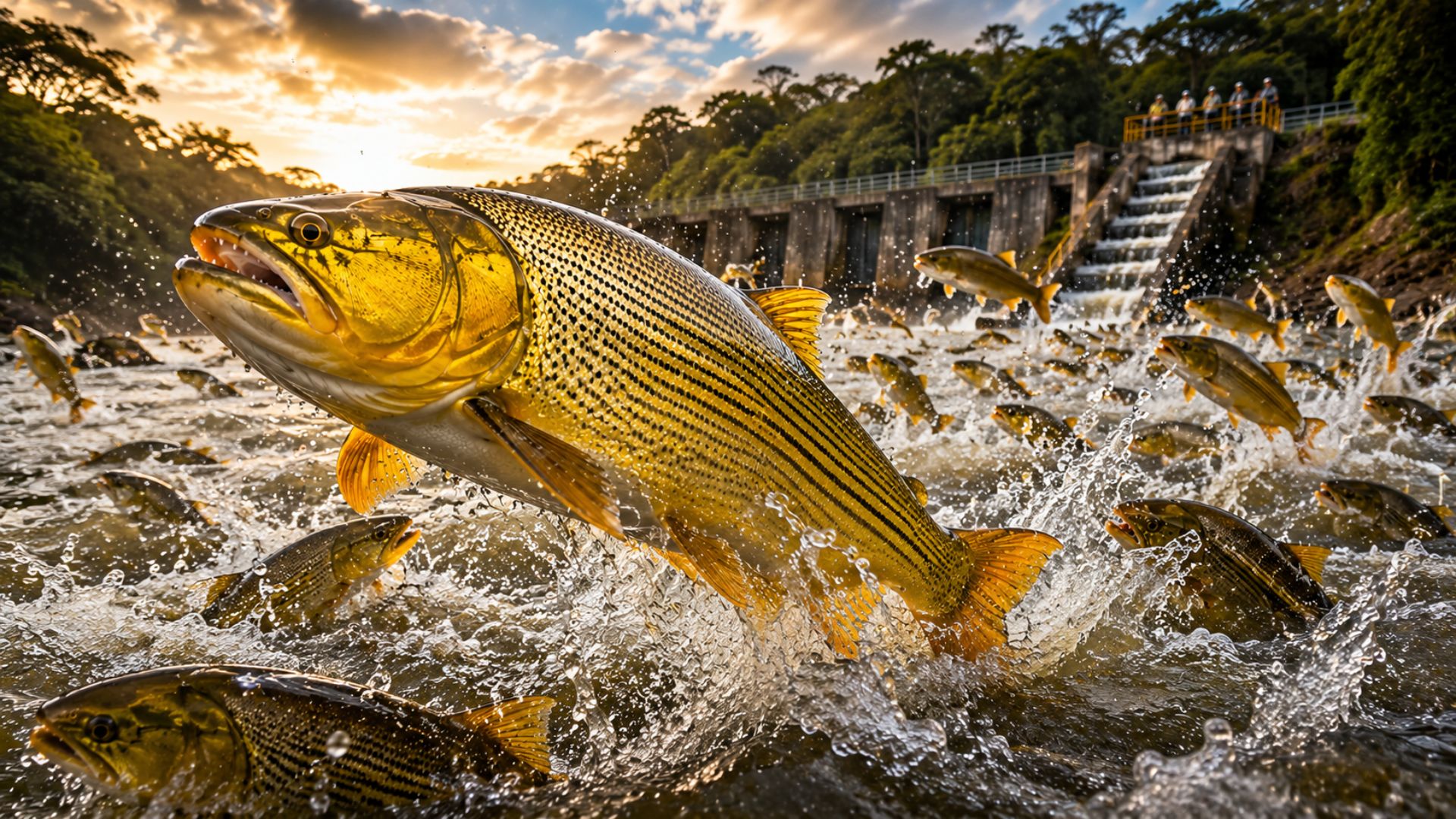 Dourado percorre mais de 600 km na piracema, enfrenta correntezas e barragens para se reproduzir nos rios brasileiros.