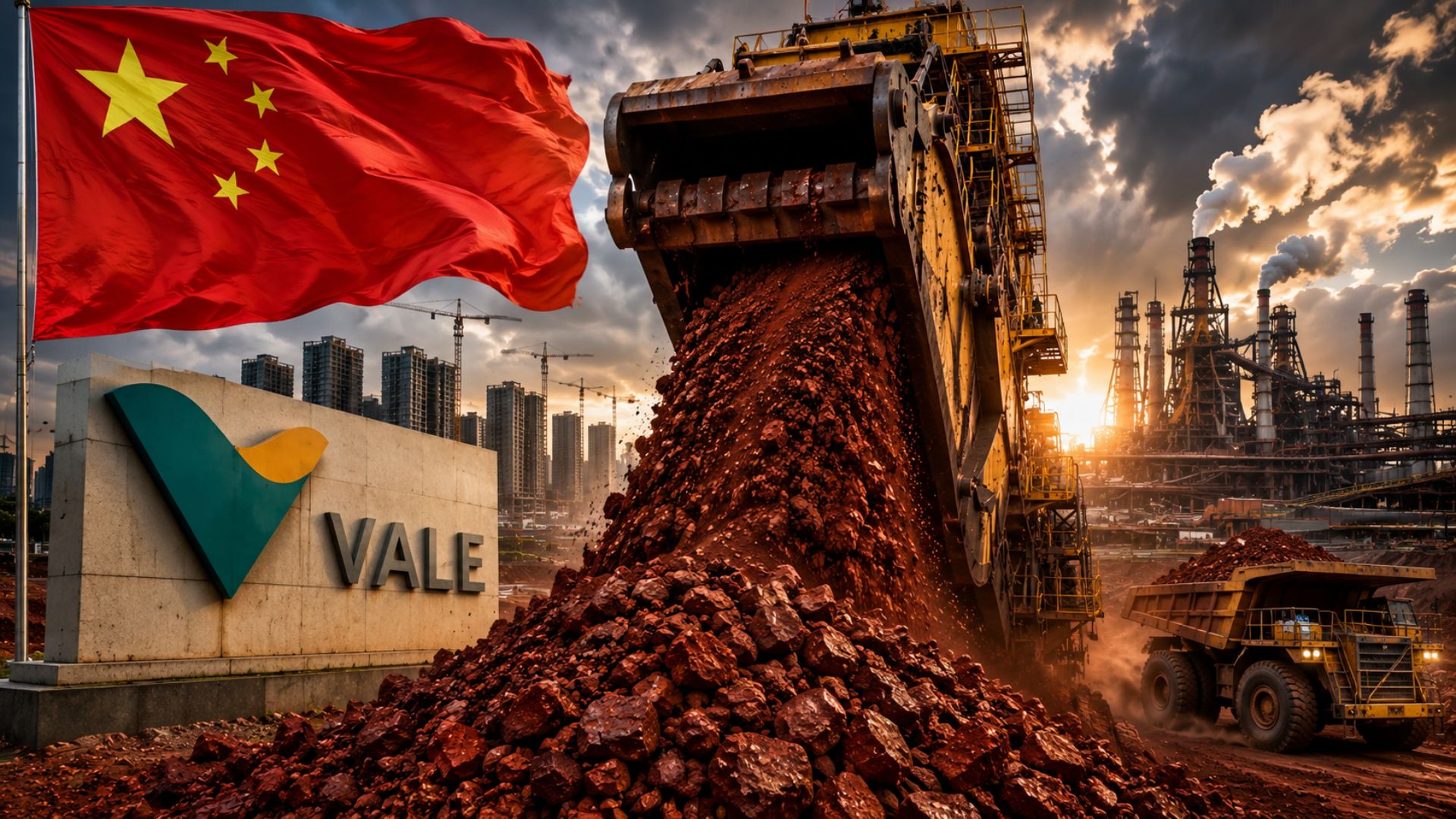 Minério de ferro cai para 762 iuanes na China após fraqueza do setor imobiliário e menor produção de aço desde 2018.