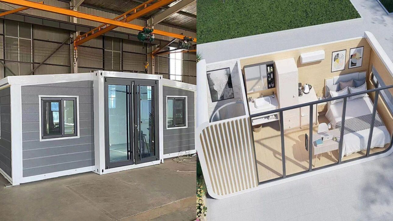 Prefabricated house sold on Amazon Spain costs about R$ 60,000, comes furnished, and promises quick assembly with up to 4 bedrooms.