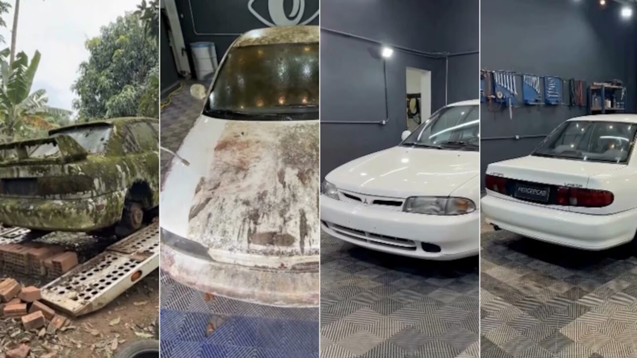 Mitsubishi Lancer abandonado comprado por R$ 2 mil passa por restauração extrema após motor sem óleo, lodo e gasto total de R$ 17 mil.