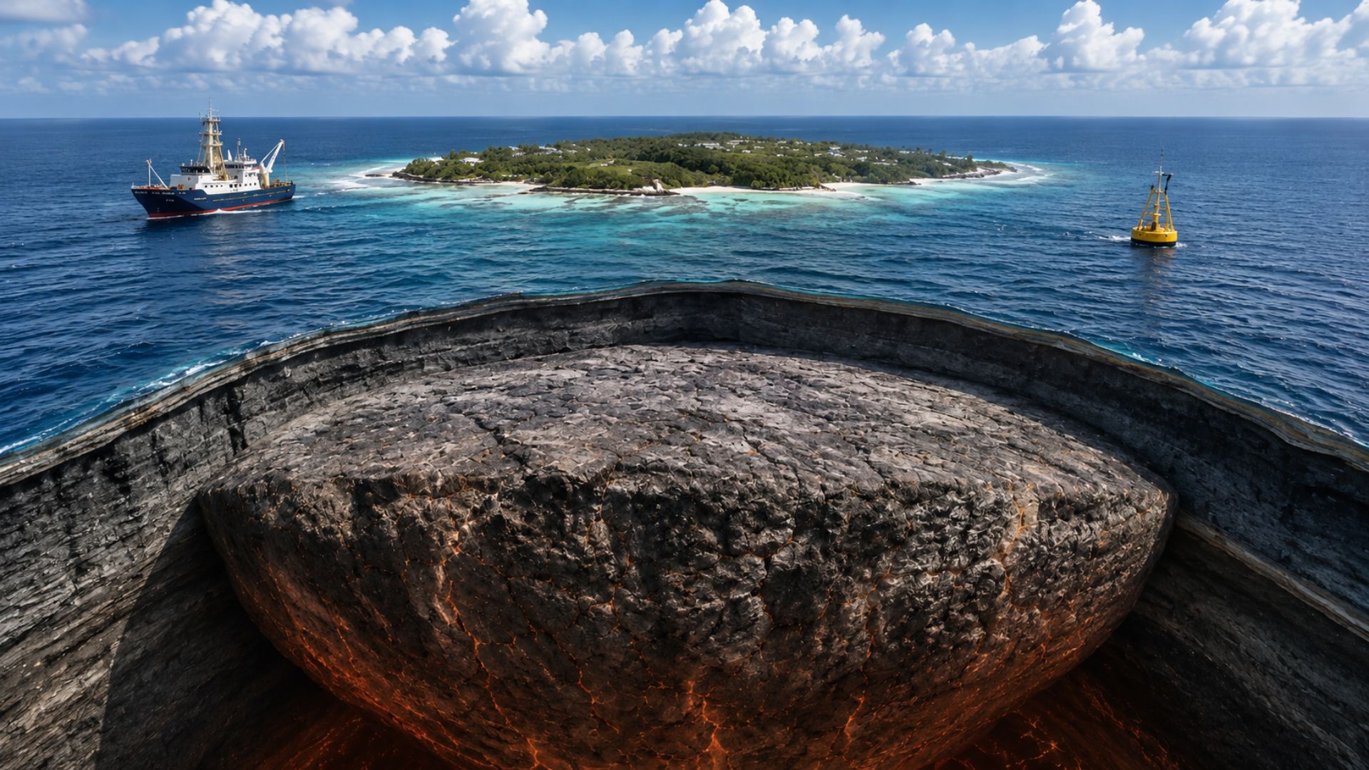Estudo revela camada rochosa de 20 km sob Bermuda e muda a leitura científica sobre o Triângulo das Bermudas no Atlântico.
