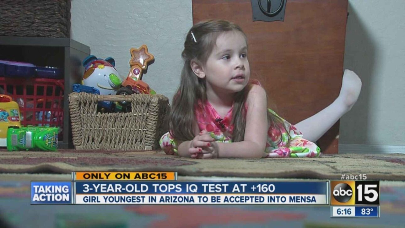 Alexis Martin entered Mensa at three years old after an IQ of 160, early reading, and learning Spanish via iPad.