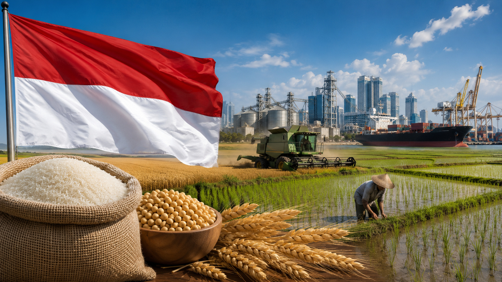 Indonésia zerou importações de arroz, produziu 34,7 milhões de toneladas e agora mira soja e trigo em plano que pode afetar o agronegócio brasileiro