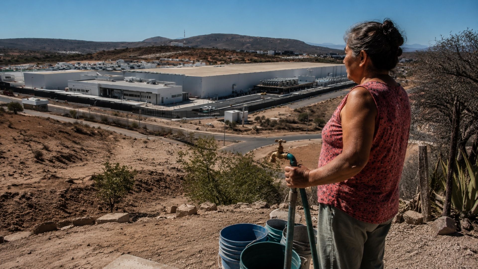 US$ 12 bilhões em data centers de inteligência artificial secam Querétaro: o consumo de água agravou o estresse hídrico e moradores têm água 3 dias por semana.
