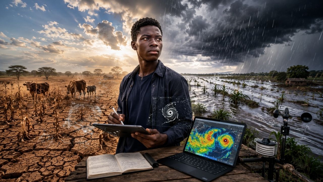Jovem africano que estudava álgebra aos 3 anos agora usa física teórica para criar modelo de previsão do tempo na Zâmbia, tenta antecipar eventos extremos e vira finalista de prêmio (1)