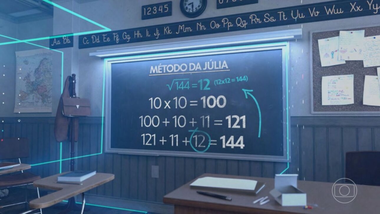A partir de soma e multiplicação, rapidinho, com a fórmula da pequena brasileira, você encontra a raiz quadrada! Foto: Reprodução/Jornal Nacional.
