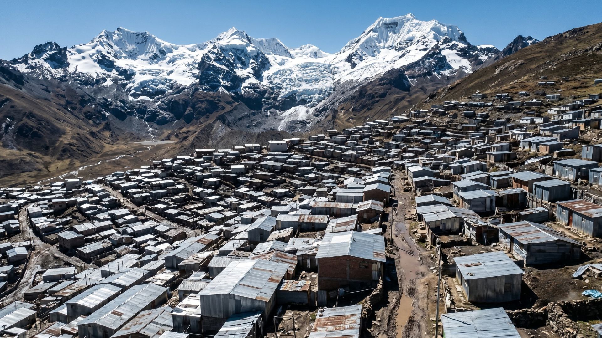 La Rinconada, no Peru, fica a 5.100 metros de altitude, abriga cerca de 50 mil pessoas e é considerada a cidade permanentemente habitada mais alta do mundo.