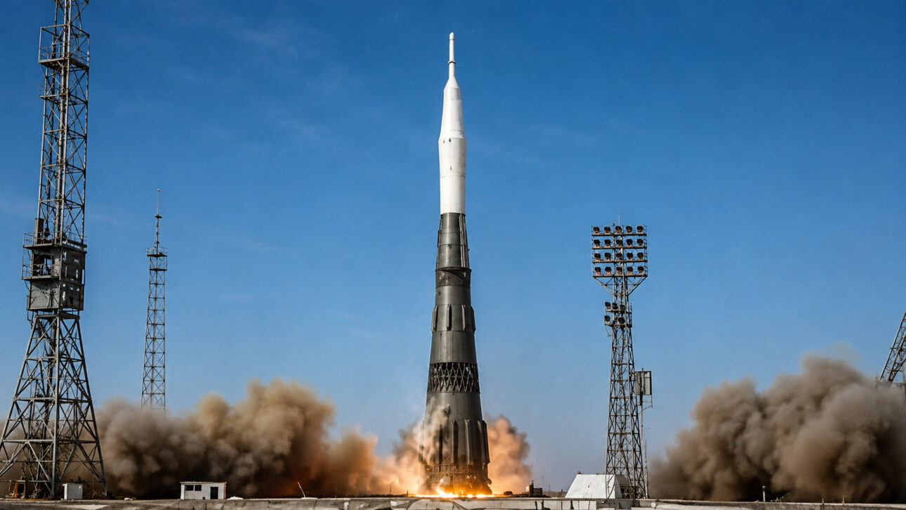 Rocket launch at space base