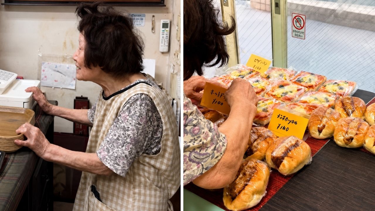 Mãe de 84 anos acorda antes da meia-noite no Japão, mantém padaria familiar aberta há 55 anos e vende pães baratos feitos à mão; loja em Fukuoka produz até 400 unidades por dia (4)