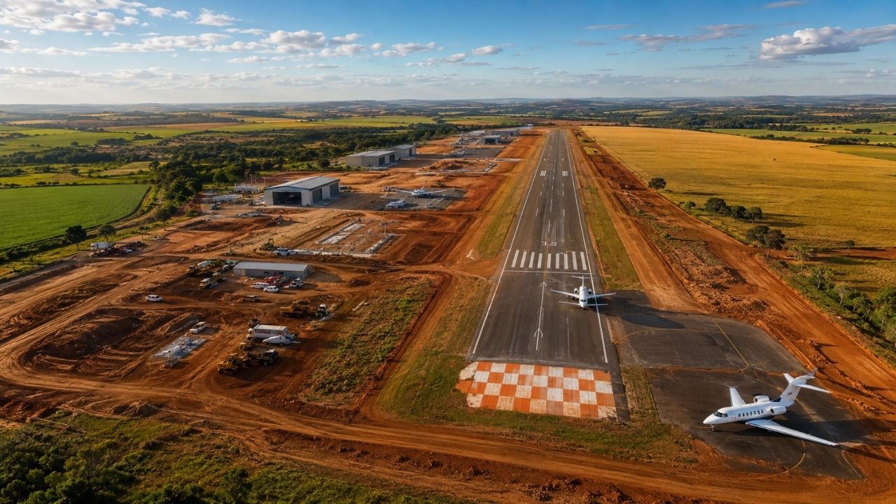 Maior aeroporto privado em construção no Brasil avança em Goiás com pista homologada de 2 km, suporte para jatos executivos e promessa de funcionar em 2028, mas o projeto revela (2)