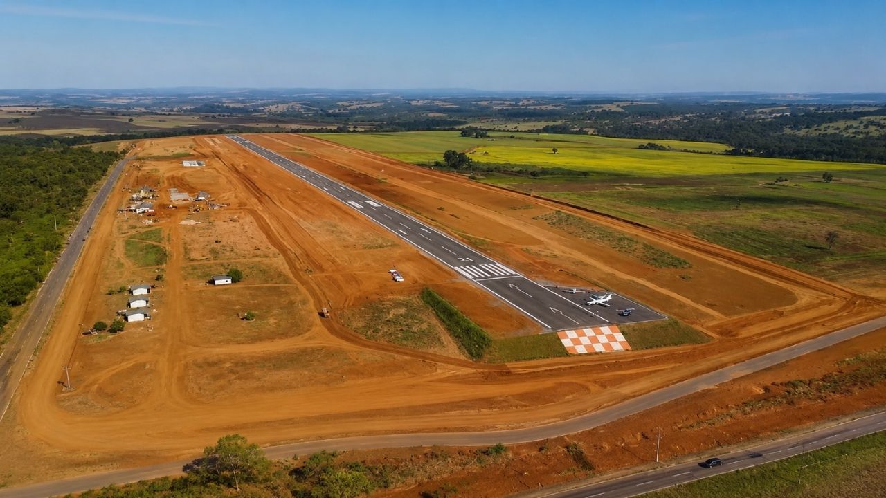 Aeropuerto privado en Goiás tendrá 180 hangares, aviación ejecutiva y jets ejecutivos cerca de Goiânia.
