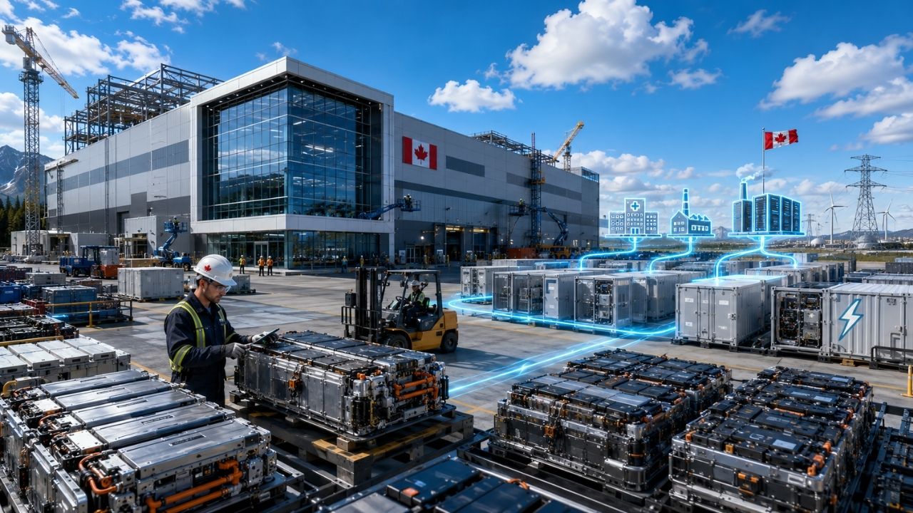 Maior megafábrica de reaproveitamento de baterias de carros elétricos foi erguida em apenas 6 semanas no Canadá e promete transformar módulos descartados em energia para redes (1)