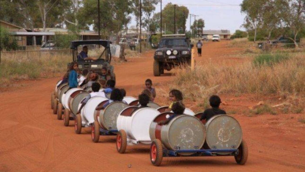 An innovative barrel train helps maintain school attendance rates in remote schools in the Australian outback.