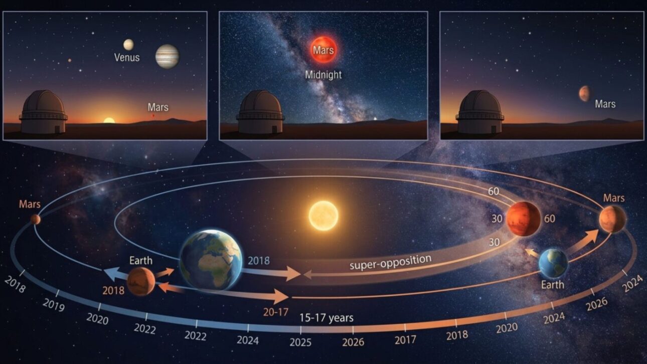 Marte terá oposição perihélica em 2035, ficará maior e mais brilhante no céu e voltará ao centro dos planos de exploração humana.