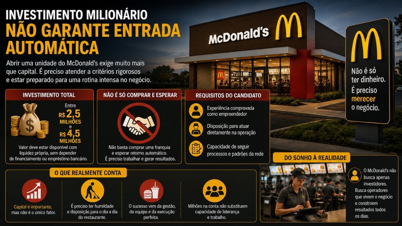 McDonald's prende franqueado a aluguel, royalties e contrato rígido, com risco milionário no Brasil.