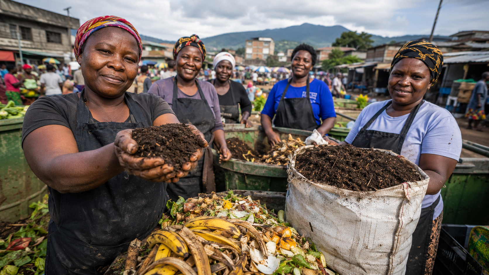Mulheres de Bangwe, em Blantyre, no Malawi, que eram ridicularizadas por coletar lixo passaram a trabalhar em grupo e transformar resíduos orgânicos em adubo