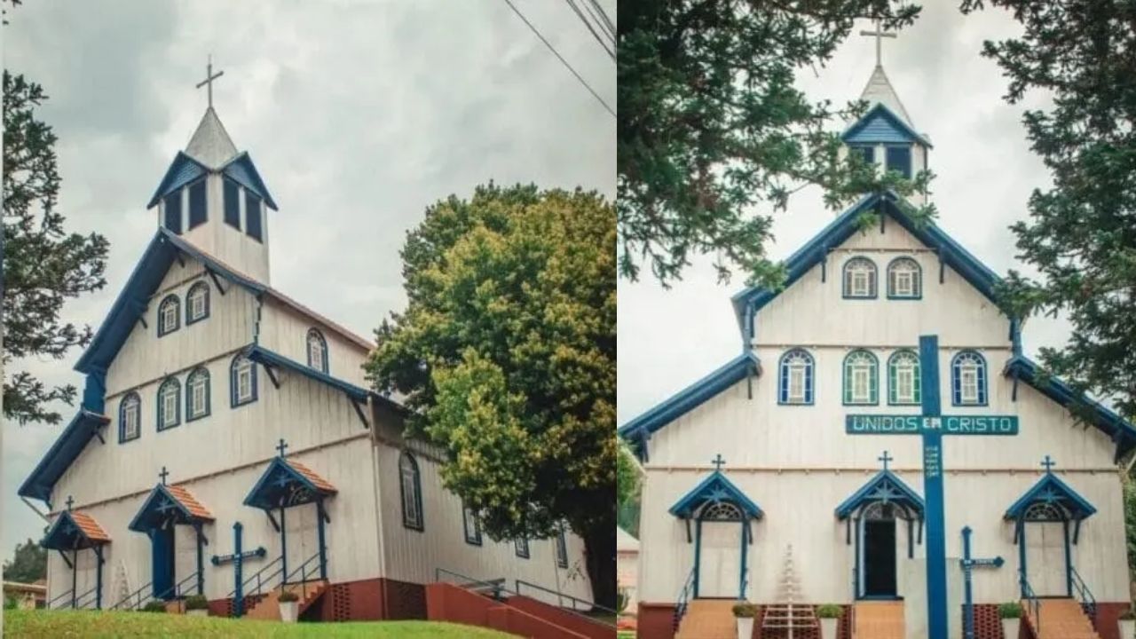 Igreja de madeira em São João do Oeste une tradição alemã, águas termais e turismo cultural em patrimônio raro.