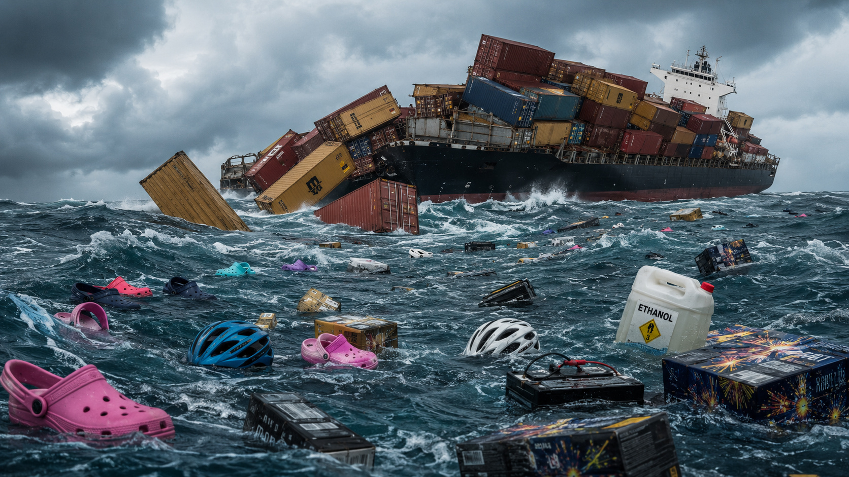 Navio cargueiro perdeu quase 2.000 contêineres no Pacífico e espalhou objetos pelo oceano