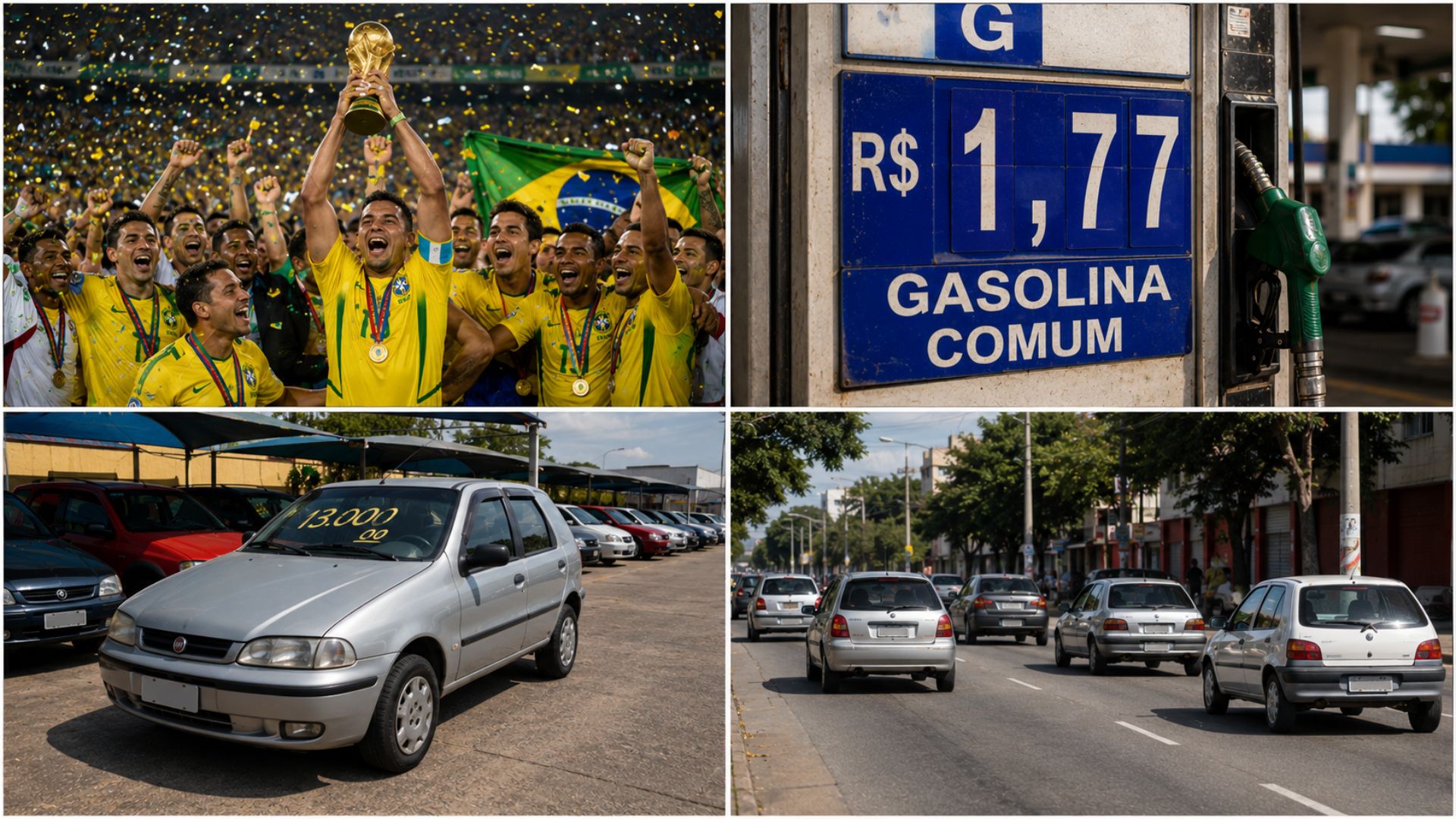 No ano em que o Brasil ganhou a Copa, a gasolina custava R$ 1,77 e o SUV era raro; veja o mercado de carros de 2002, quando o etanol ainda se chamava álcool.