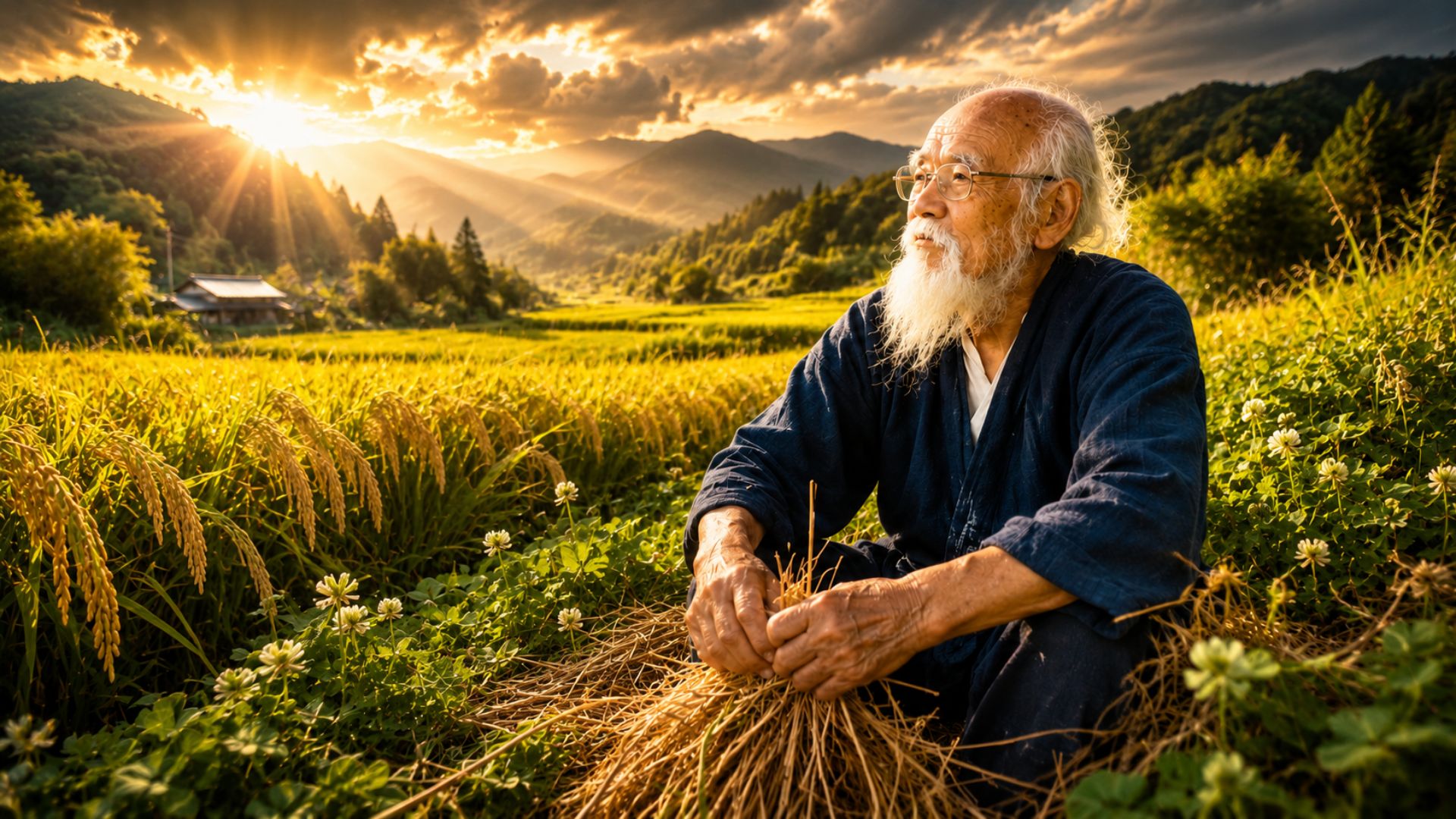 Chamado de tolo por usar trevo e palha, Fukuoka criou uma agricultura natural que recuperou o solo e igualou os melhores rendimentos de arroz do Japão.