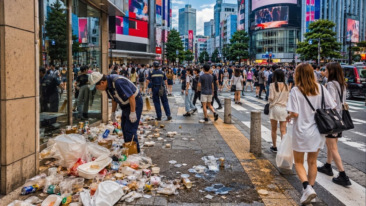 O bairro mais famoso de Tóquio cansou da sujeira Shibuya agora multa quem joga lixo no chão e ameaça comércios sem lixeiras, mostrando que nem a disciplina japonesa resistiu (7)