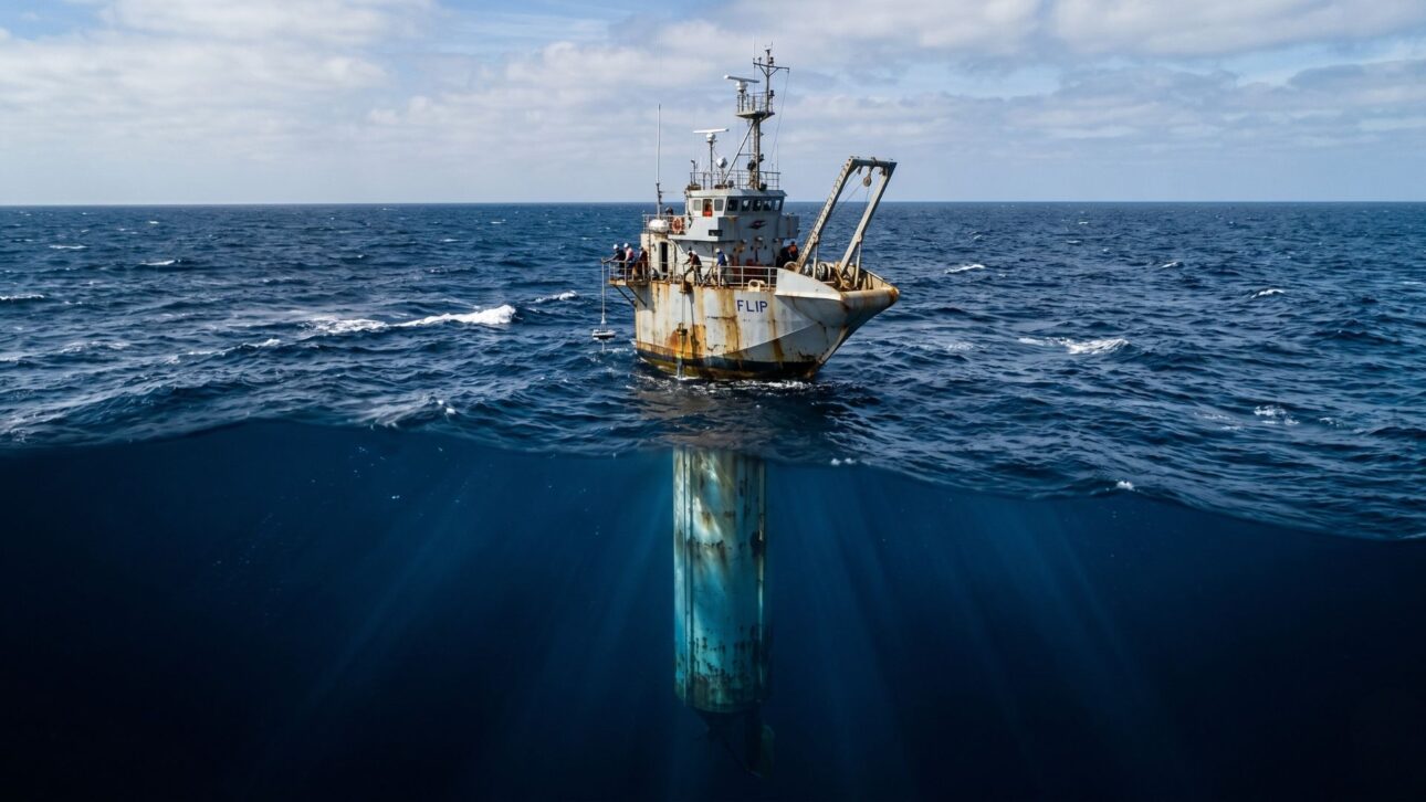 Cómo el FLIP giraba 90 grados y se convertía en una torre estable en el mar