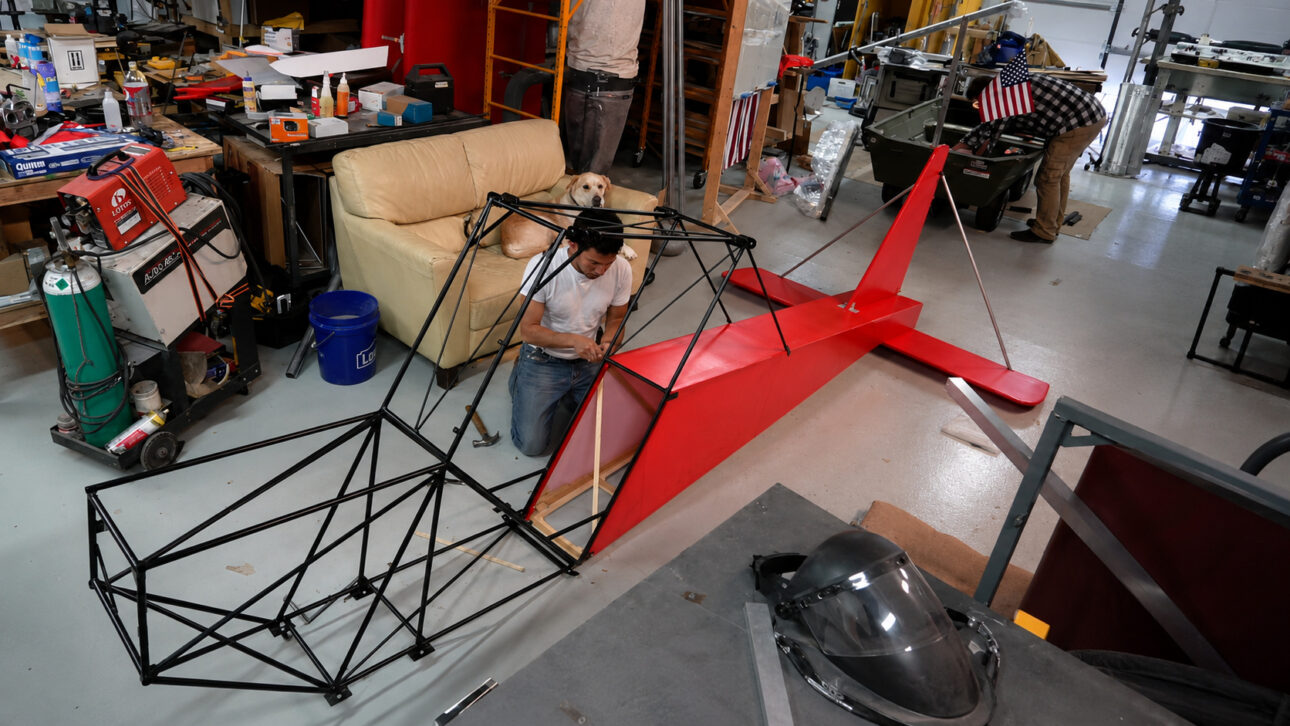 Workshop with airplane construction