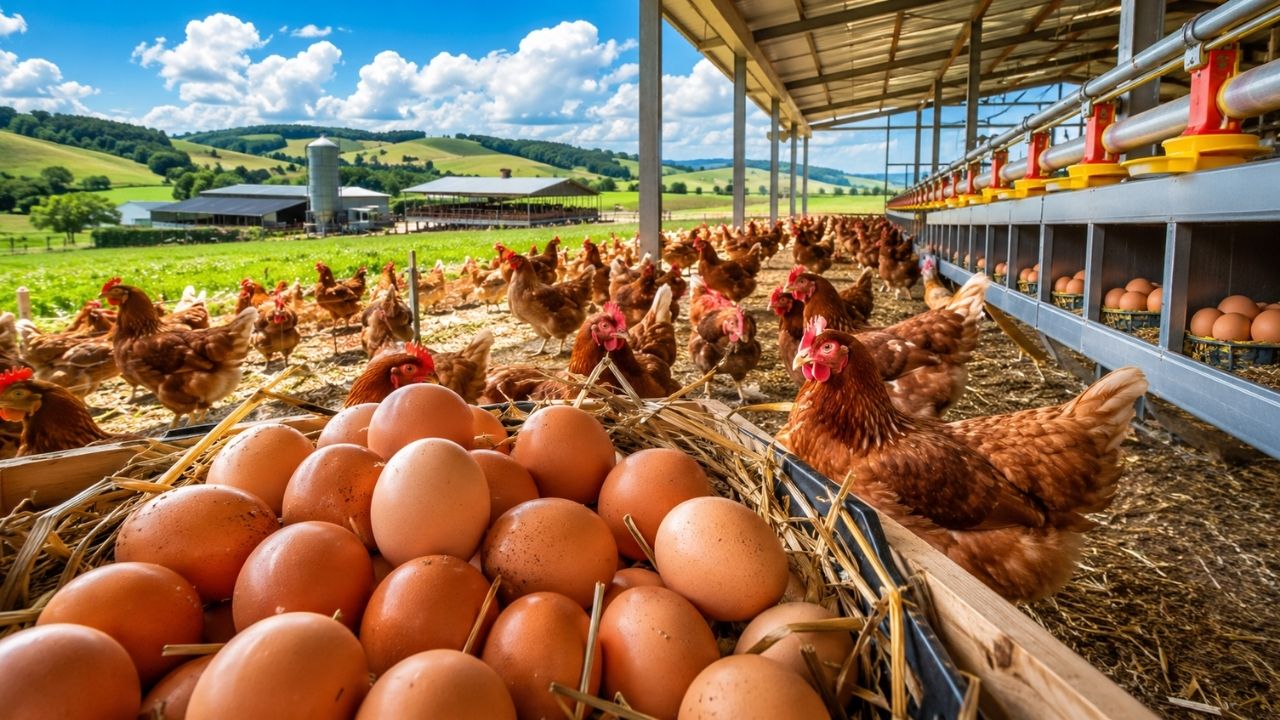 Ovo sem cheiro forte virou diferencial de uma granja gaúcha que trocou gaiolas por galinhas livres, reduziu a densidade para 7 aves por metro quadrado e automatizou ninhos e alimentação (2)