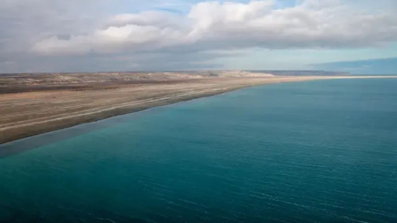 China e Uzbequistão plantam espécies tolerantes ao sal e usam energia solar no leito seco do Mar de Aral para conter tempestades de sal e recuperar a região.