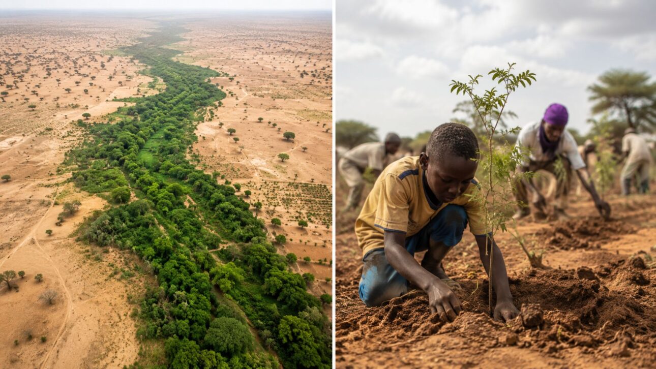 A Grande Muralha Verde de 8.000 km no Sahel aposta em reflorestamento contra a desertificação para frear o Saara, mas segue muito atrás da meta.