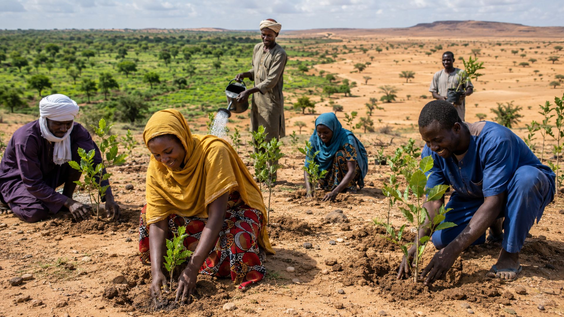 A Grande Muralha Verde de 8.000 km no Sahel aposta em reflorestamento contra a desertificação para frear o Saara, mas segue muito atrás da meta.