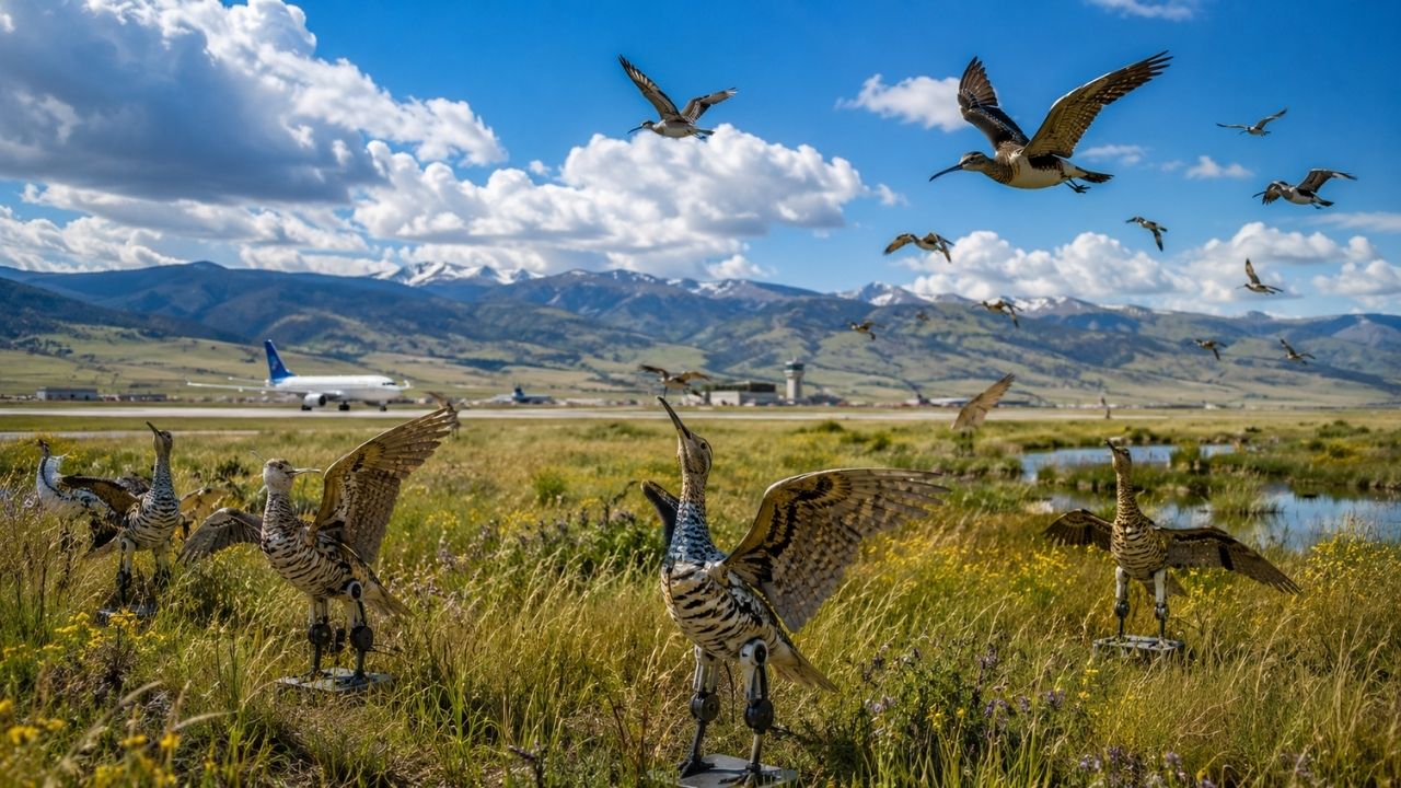 Parque nacional dos EUA colocou pássaros robóticos perto de aeroporto para salvar espécie ameaçada após 32 mortes por aviões, réplicas que dançam e emitem sons tentam atrair aves (2)
